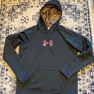 Under Armour Black and Camo Hoodie, REALTREE Pattern on the inside of the hood.
